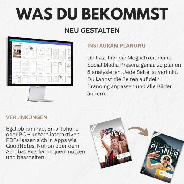 Mockup produkt digitaler download Instagram Planer ansicht von canva und dass man es ändern kann