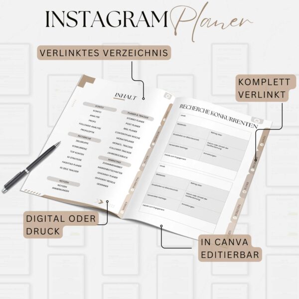 Mockup produkt digitaler download Instagram Planer präsentation als broschühre