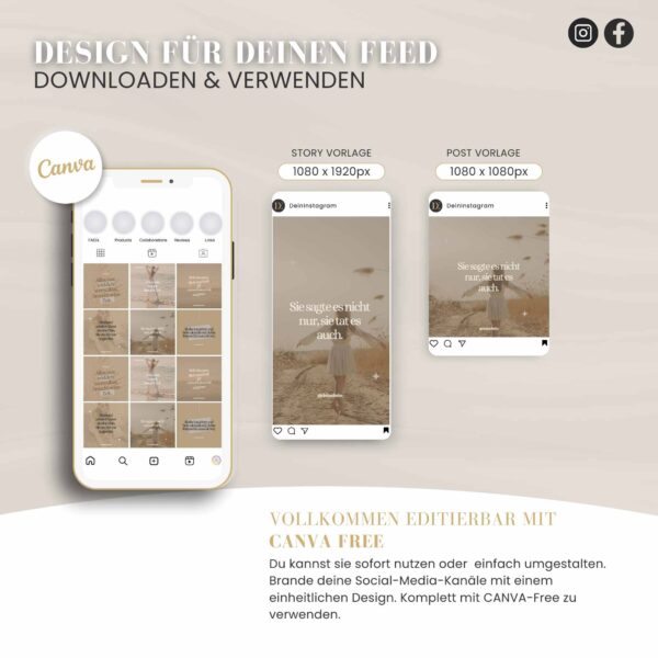 Mockup digitaler download zu social media templates größen